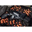 T4E TR50 .50 Cal Paintball Revolver in case with orange paintball rounds scattered
